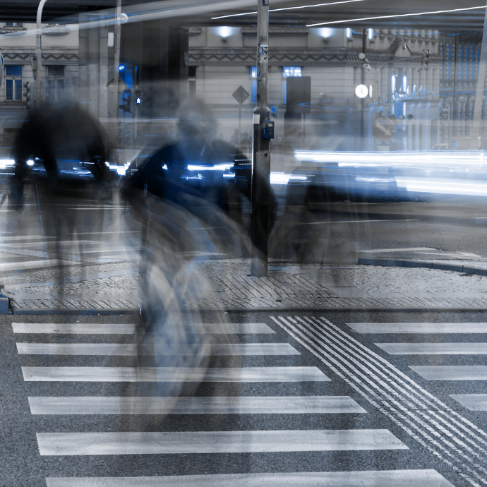 Two women crossing road